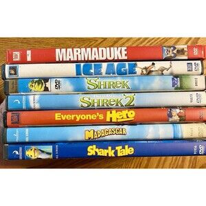 Lot Of 7 DVDs Family Movies Marmaduke Ice Age Shrek 1&2 Madagascar Shark Tale